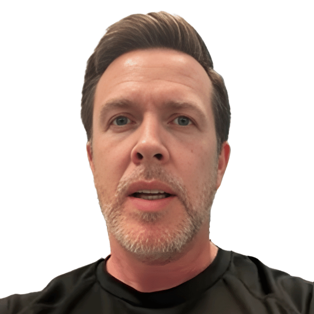 Man speaking directly to the camera.